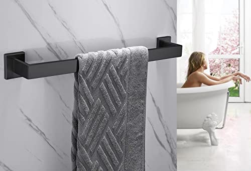 24 Inch Towel Bar 2 Pack for Bathrooms 12/16/24 Inch Stainless Steel 304 Matte Black Towel Holder Modern Square Towel Rod Rustproof Wall Mount 2 of Pack(24 inch, Matte Black)