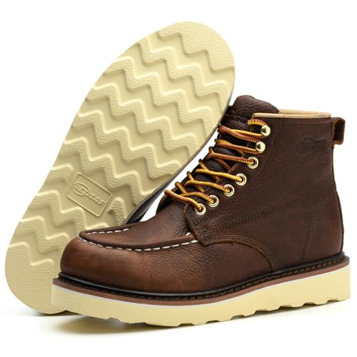 Image of Work Boots for Men - 6 Inch Wedge Soft Toe Mens Work Boots, Waterproof Construction Work Shoes