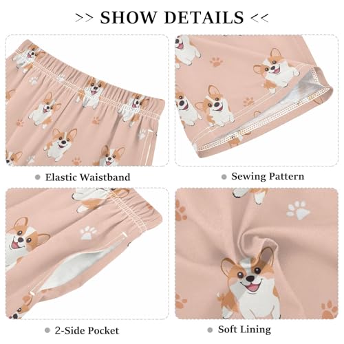 ALAZA Hipster Puppy Dog Paw Print Pajama Shorts Sleep Shorts Pant Lounge Pajama Bottoms Elastic Waist with Pockets3