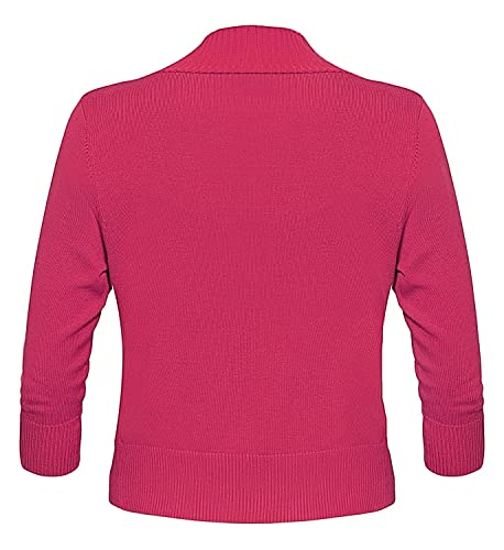 GoMamee Women's 3/4 Sleeve Cropped Hot Pink Cardigan Shrug Sweaters by GoMamee - Used condition - Image 2