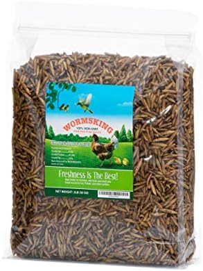 WORMSKING 2LB Non-GMO Dried Black Soldier Fly Larvae, More Calcium Than Dried Mealworms, High Protein Chicken Feed, Chicken Treat