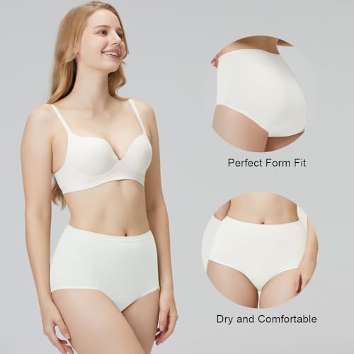 Image of BATTEWA Incontinence Underwear for Women Washable, Leak Proof Underwear High Waist Cotton,Bladder Leakage 50ML (5White, Medium, 5 Pack)