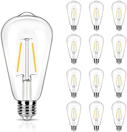 winsaLED 12 Pack 2w LED Edison Bulbs, Equiv. 25 Watt 250lm, 2700K Soft White with E26 Standard Base, Low Watt LED ST19 Bulb for Light Fixtures, Non-dimmable