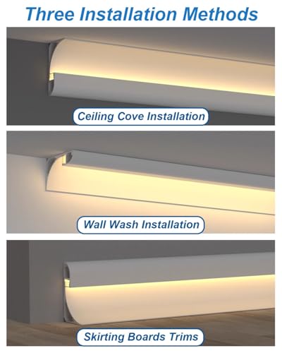 Image of Vibeo Indirect Lighting Crown Molding Channel, Black Decor Linear Cove Molding LED Light Diffuser, Aluminum Housing Track for Ceiling Wall Cornice(18m(59.1ft))