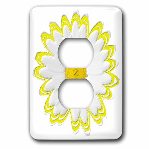 Cache 2 prises jaune et blanc 3dRose LSP_38798_6 double mural
