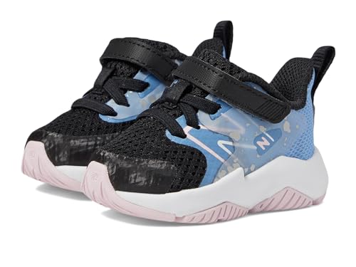 New Balance Baby ITRAVBL2 Running Shoe, Black/Blue Laguna/Light Raspberry, 4 US Unisex Infant