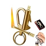 3-in-1-Schlüsselanhänger-Feuerzeug, Flaschenöffner, Metall-Dauerstreichhölzer, Schlüsselanhänger fürs Autogeschäft, geeignet for das Überleben im Notfall beim Camping im Freien (ohne Kerosin)(Gold)