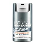 L'Oreal Men Expert Sensitive Skin Moisturiser, Magnesium Defence, Hypoallergenic 24H Daily Mens Moisturiser, With Magnesium Mineral And Hyaluronic Acid, 50ml