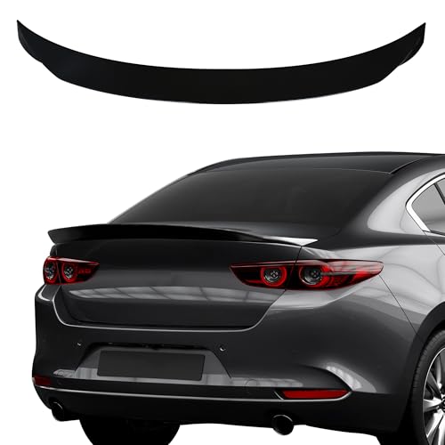 Arcoche Trunk Lip Spoiler for Mazda 3 2019-2023 Sedan Rear V-Style Spoiler Wing Without Drilling ABS Compatible with Maz-da 3 (Glossy Black)