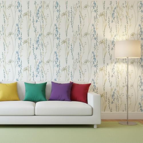 Image of Floral Wallpaper Peel and Stick - Flower Design Self Adhesive Wall Paper for Living Room, Bedroom, Kitchen, Removable Waterproof Wall Decor (MG18, 16X96 Inch)