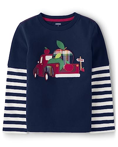 Image of Gymboree,and Toddler Embroidered Graphic Long Sleeve Layered T-Shirts,Apple Truck,7