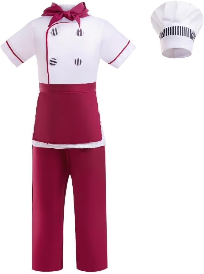 Dressy Daisy 3-12 Years Boys Girls Chef Costume Set Top Pants Hat Neckerchief & Apron Cooking Role Play Career Day Halloween