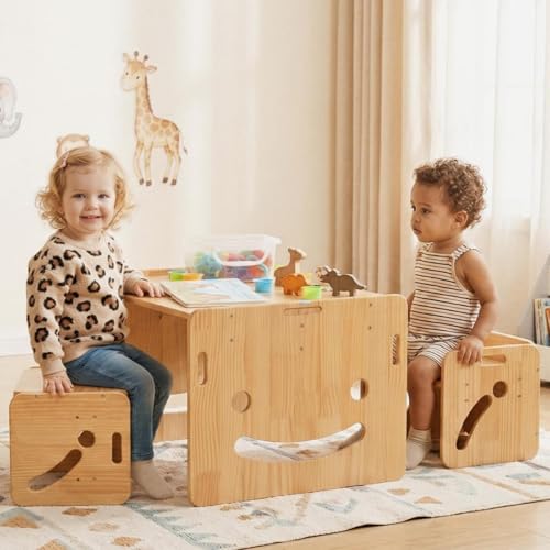 FUNLIO Height Adjustable Montessori Weaning Table and Chair Set for