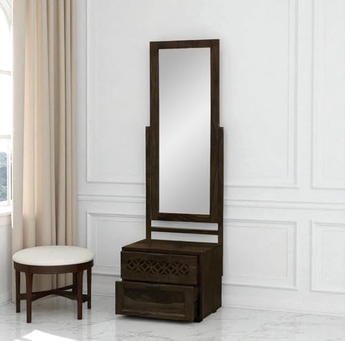 Image of The Attic Ambient Dressing Table Walnut for Bedroom|Solid Wood|Walnut Matte Finish