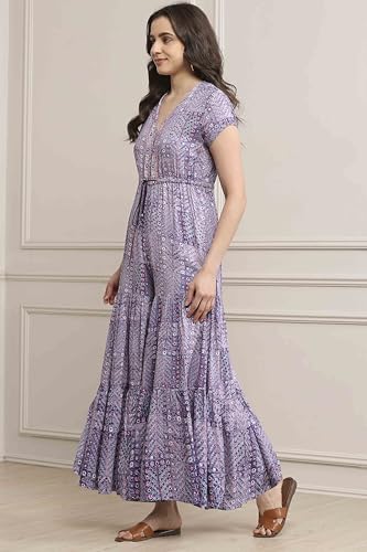 Image of BIBA Women LIVA Straight Printed Jumpsuit