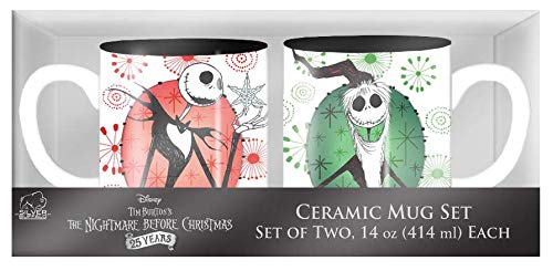 Silver Buffalo Nightmare Before Christmas Jack Holiday Themed Ceramic Mugs, 14-Ounce, Set Of 2 #TOP20