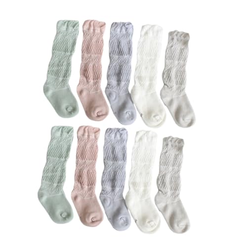 LIFKOME - LIFKOME 5paire Chaussettes Garçon Fille Longues Coton Pour Garçon Fille Chaussettes Confortables Et Respirantes s An Blanc Rose Bleu Foncé Vert