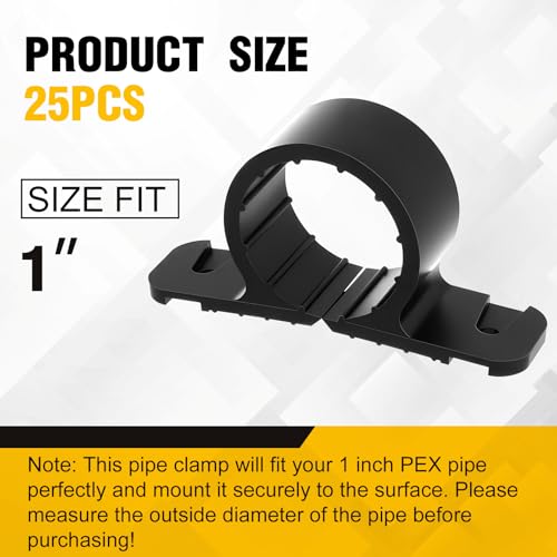 Image of Briwooody 25 Pack 1 Inch Pipe Supports Suspension Clamp Pipe Clamps Pex Clamps for Pex, Copper, CPVC (Black)