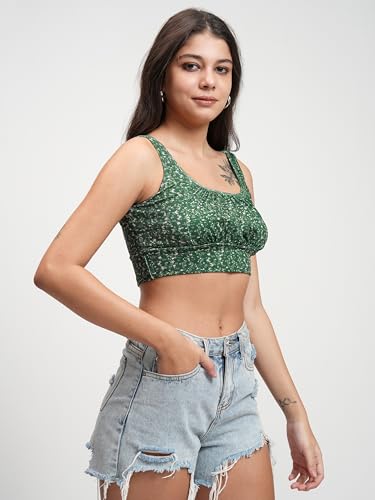 Image of Tokyo Talkies Women's Floral Print Bralette Crop Top | Scoop Neck | Sleeveless & Trendy | Perfect for Summer & Casual Outings | Tops for Woman | Women Tops | Women Crop Top