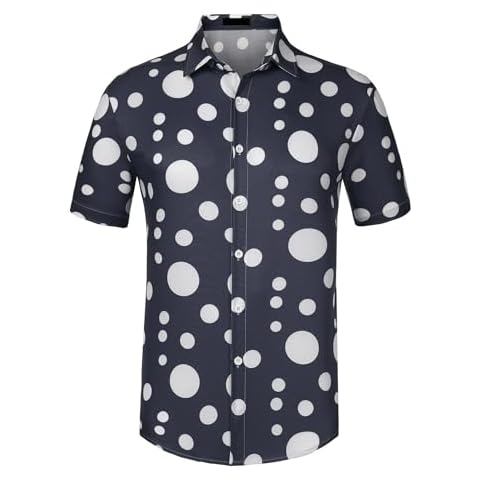 Lars Amadeus Shirts for Men's Navy Blue Polka Dots Shirts Colorful Short Sleeves Polka Dots Button Down Shirt X-Large Navy Blue Cover