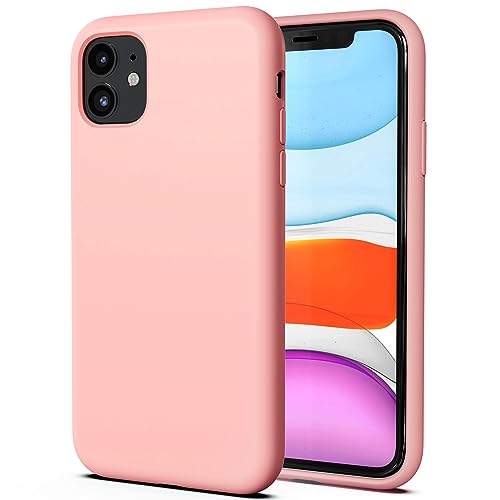 TAXXOE Silicone Case with iPhone 11 Case Soft Ultra Slim Protective Shockproof Liquid Silicone Phone Case,Anti-Scratch Microfiber Lining,6.1 inch-Pastel Pink