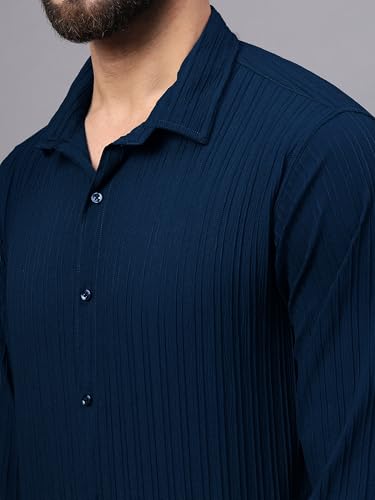 Image of FILO HEVIS Men's Casual Button Down Popcorn Shirts Stylish Long Sleeve Linen Textured Beach Summer Shirt