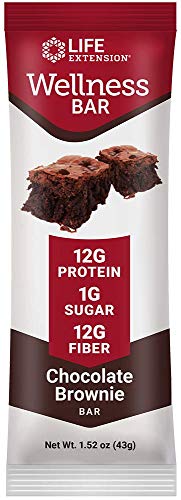 Life Extension Wellness Chocolate Brownie, 1.52 oz Bars (12Count)