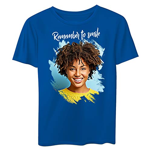 T-shirt personnalisé portrait bleu digital design taille Small pour homme et femme