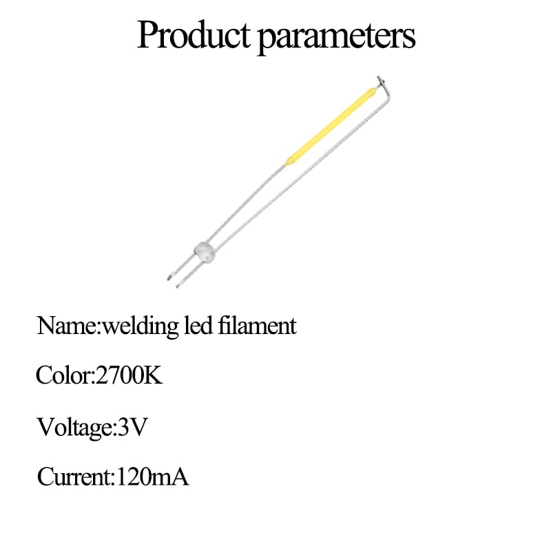 Bombilla De Filamento Led De 3v Y 38mm, Piezas De Lámpara, Filamento De Soldadura Por Puntos De Cerámica Blanca Cálida, Filamento De Lámpara, Chip De Bombilla Parcial De Diodo Led,warm White 50PCS,3V