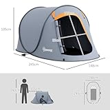 Outsunny 2 Man Pop up Tent, Camping Tent, 2000mm Waterproof with Portable Carry Bag for Fishing Hiking Backpacking, Grey - Image 7