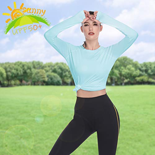 Hiskywin Women's Upf 50+ Sun Protection Long Sleeve Shirts Outdoor Hiking Fishing Tops Hf103- Light Green-M #TOP5