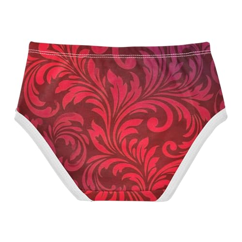 Ornate Floral Designs Red Flowers Panties Little Girl Toddler Girls Underwear Cotton Flower Kids Undies Briefs 2t2