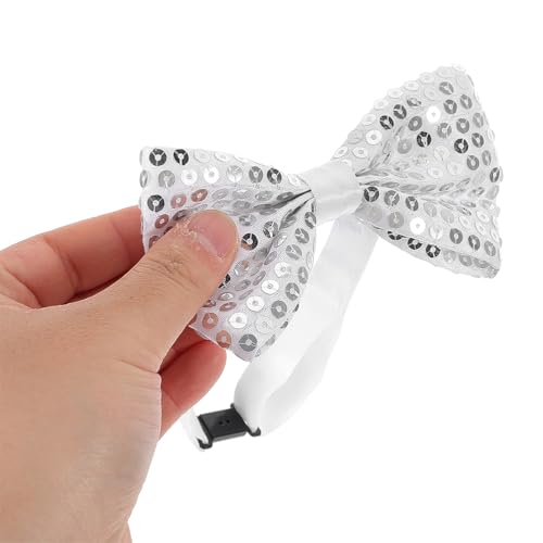LUOZZY 10pcs Silver Sequin Bow Ties Pre-tied Adjustable Strap for Kids Toddler Boys Wedding Graduation Party Formal Events3