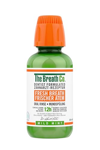 The Breath Co.Breath Co Alcohol Free Mouthwash - Dentist Formulated Oral Rinse for 12 Hours of Fresh Breath - Mild Mint Flavour, 300 ml
