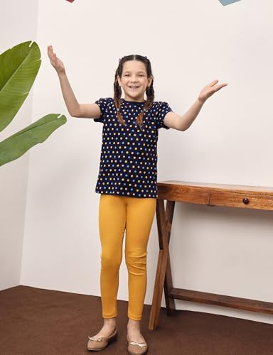 Image of Amazon Brand - Symbol Girl's Cotton Ribbed Stretchable Leggings | Ankle Length | Aged 2-14 Years