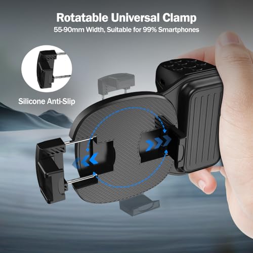 Image of pTron MHR1 Phone Clip Camera Grip Handle w /Detachable BTv5.4 Remote Shutter, 55-90mm Clamping Range, Shoot Videos, Take Snaps, Stable & Firm Grip, Compatible with iOS & Android Devices (Black)