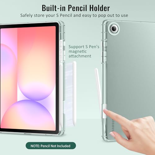 Image of MoKo Case for Samsung Galaxy Tab S10 Lite 10.9 Inch 2025 [SM-X400 /SM-X406B] with S Pen Holder, Slim Light Trifold Protective Cover with Hard PC Translucent Back Shell, Auto Wake /Sleep, Midnight Green
