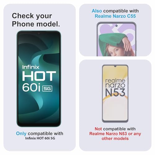 Image of Tempered Glass Screen Protector Compatible for Infinix HOT 60i 5G / Infinix HOT 60i with Edge to Edge Coverage and Easy Installation Kit