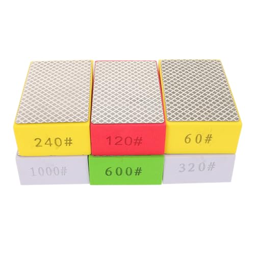 PAMINGONO Set 6 Tamponi per Lucidatura Manuale Diamantati a Forma Romboidale Blocchi Abrasivi per Piastrelle in Ceramica e Pietra Grana 60-1000 per Levigatura e Finitura Professionale