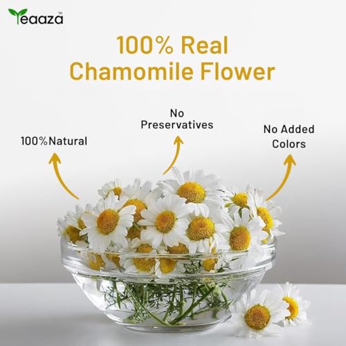 Image of Teaaza Chamomile Flower Tea, 100 Grams-100+Cups, For Sleep, Relaxation, Anxiety & Stress Relief | Calming Herbal Tea - Caffeine Free - Flower Based - Non-Bitter | Diwali Gift for Family, Friends & Corporate Gifting