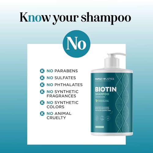 Image of Volumizing Biotin Shampoo for Thinning Hair - Invigorating Peppermint Shampoo for Fine Hair with Argan Coconut and Olive Oils - Vegan & Color Safe - Paraben Silicone & Sulfate Free (32 Fl Oz)