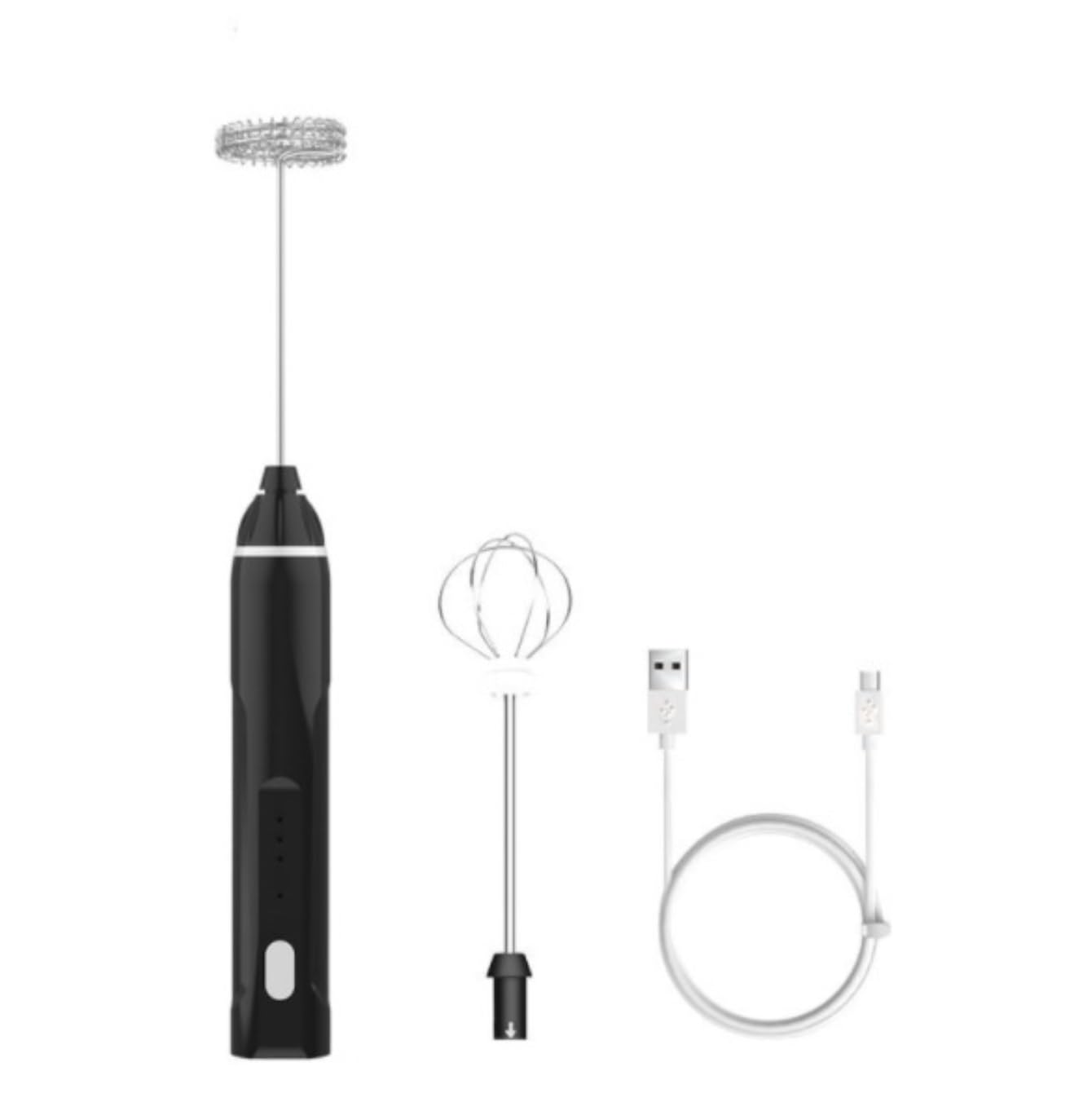 Mousseur Lait Cafés Mousseur À Lait Main Fouet Électrique Trois Vitesses Chargement USB Pichets Mousse Lait Main(Black)