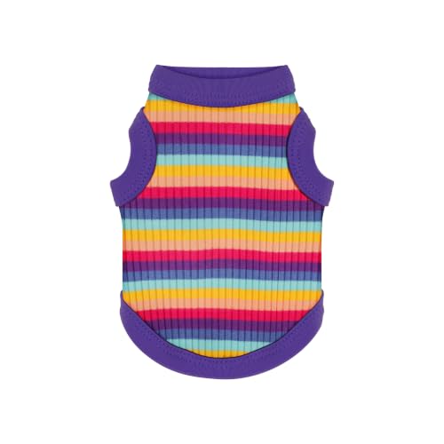 Image of Elevate Your Pet's Comfort Fashion: Premium Cotton Rib Dog Shirt Vest for Small Breeds Like Chihuahuas, Yorkies .Year-Round Style with Tank-Style Puppy Attire Purple&Rose Red XX-Small