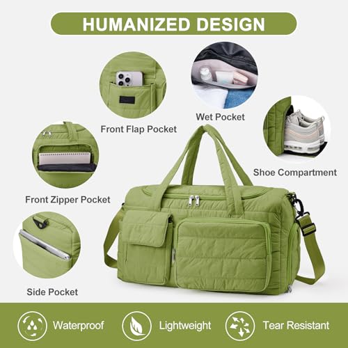 Image of Small Gym Bag for Women, Travel Duffle Bag Carry On Weekender Bag with Shoe Compartment