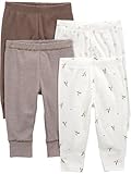 Simple Joys by Carter's Neutral 4-Pack Neutral Pant, Brown Panda, 0-3M