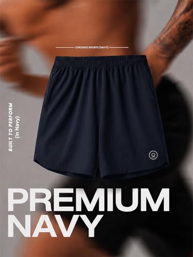 Image of CHKOKKO Shorts for Men Stylish Gym Workout Running Shorts Sports Cycling Summer Wear Dry Fit Side and Back Pockets Activewear Comfortable Training Shorts Pant for Man