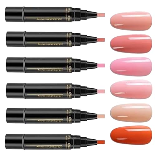 Stylo Vernis À Ongles - 6 Couleurs Ensemble De Stylos À Ongles | Kit De Vernis À Onglerie Gel | Ensemble De Stylos Pour Laque À Onglerie Gel En Une Étape...