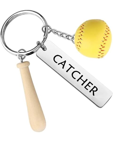 FEELMEM Softball Catcher Keychain - Player and Coach Gift for Baseball Game Day Jewelry
