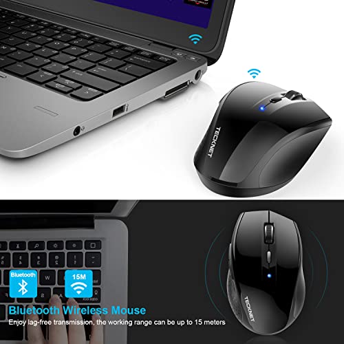 Ratón inalámbrico TECKNET Bluetooth de 3200 dpi ergonómico para portátil 4