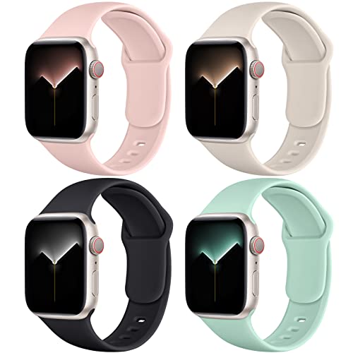 Oielai 4 Pack Compatibles con Correa Apple Watch 41mm 40mm 38mm para Mujeres Hombres, Repuesto Correas Deportivas Suaves para Apple Watch 8 iWatch Series 7 SE 6 5 4 3 2 1,Claro